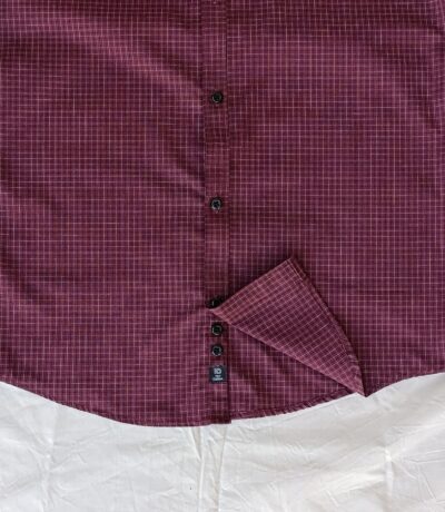 Men's Maroon Checkered Cotton Shirt - Casual & Formal Wear 3