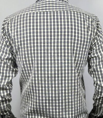 Men's Off White & Black Checkered Poplin Cotton Shirt - Classic & Comfortable 7