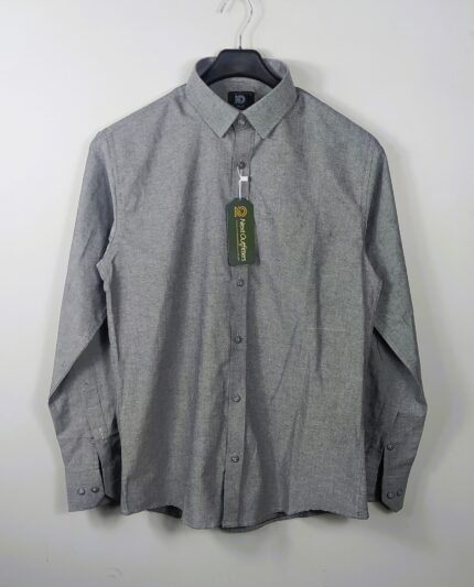 Men's Plain Grey Dotted Chambray Shirt - Casual & Formal Wear