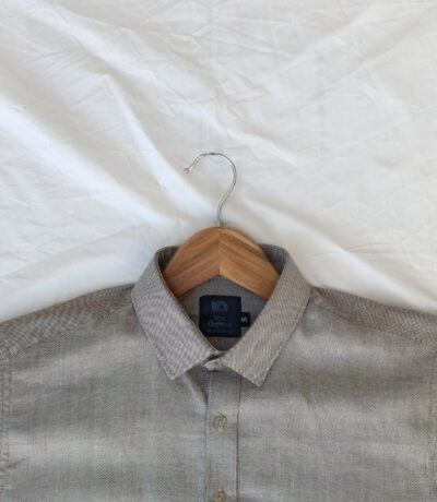 Men's Plain Mehendi Green Dotted Chambray Shirt - Casual & Formal Wear 4
