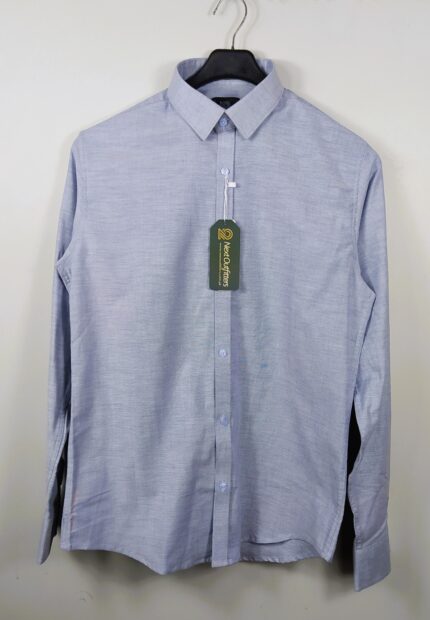 Men's Plain Sky Blue Dotted Chambray Shirt - Casual & Formal Wear